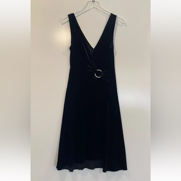 Connected Apparel Black Surplice Velvet Dress Rhinestone Accent Womens 10P (264) - Picture 1 of 6